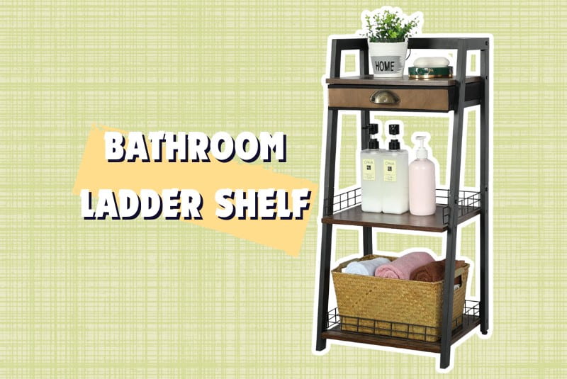 keomaisyto 3-Tier Bathroom Ladder Shelf, Bathroom Floor Storage Shelf with Drawer